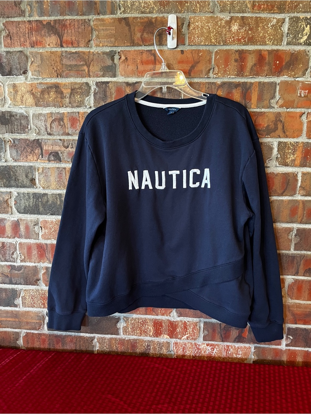 Nautica Women’s XL Navy Blue Crewneck Sweatshirt Logo Crossover